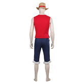 Anime One Piece Luffy Red Set Outfits Cosplay Costume Halloween Carnival Suit